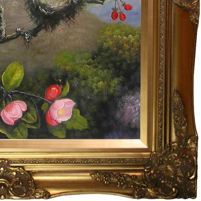 Ruby Throated Hummingbird Pre-Framed - Victorian Gold Frame 20"X24"