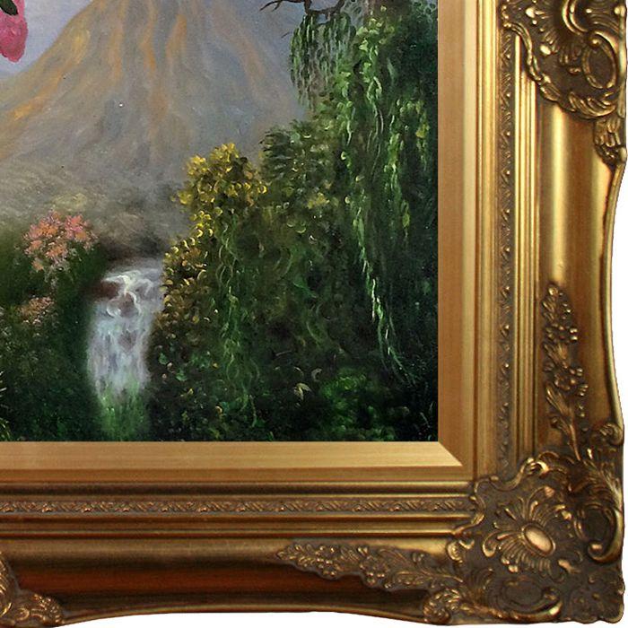 Orchid and Hummingbird Near a Mountain Waterfall, 1902 Pre-Framed - Victorian Gold Frame 20"X24"
