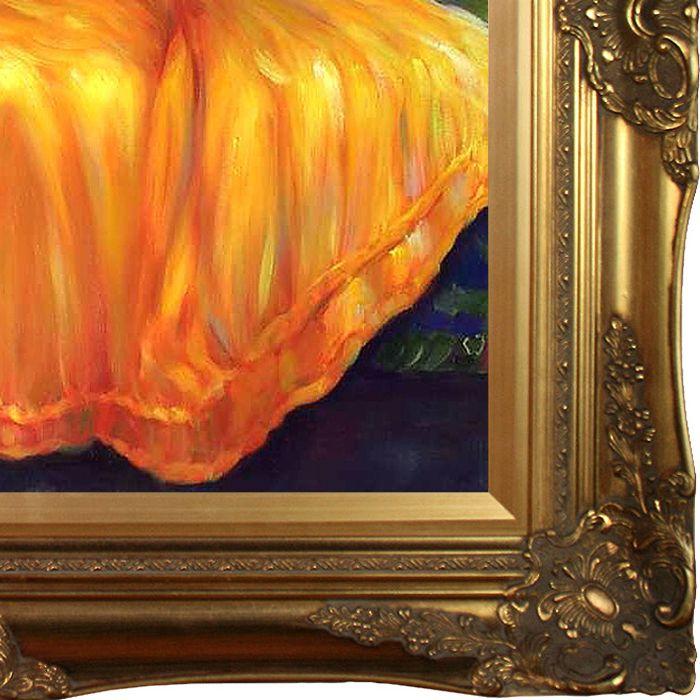 Lady in Yellow Dress Pre-Framed - Victorian Gold Frame 20"X24"