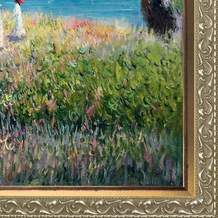 Cliff Walk at Pourville Pre-Framed - Rococo Silver and Piccino Luminoso Custom Stacked Frame 30" X 40"