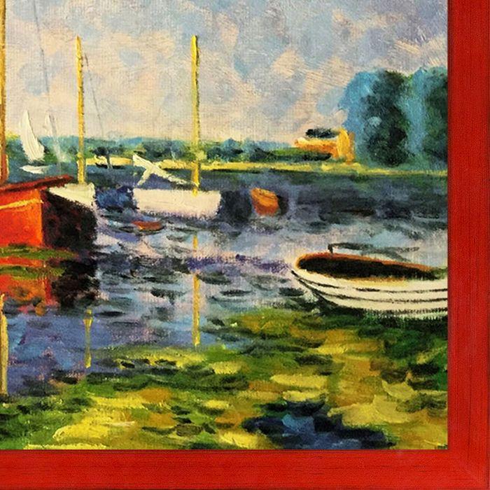 Red Boats at Argenteuil Pre-Framed - Stiletto Red Frame 24" X 36"