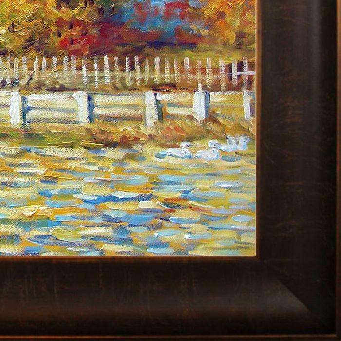 The Pond with Ducks in Autumn Pre-Framed - Veine D'Or Bronze Scoop Frame 20"X24"
