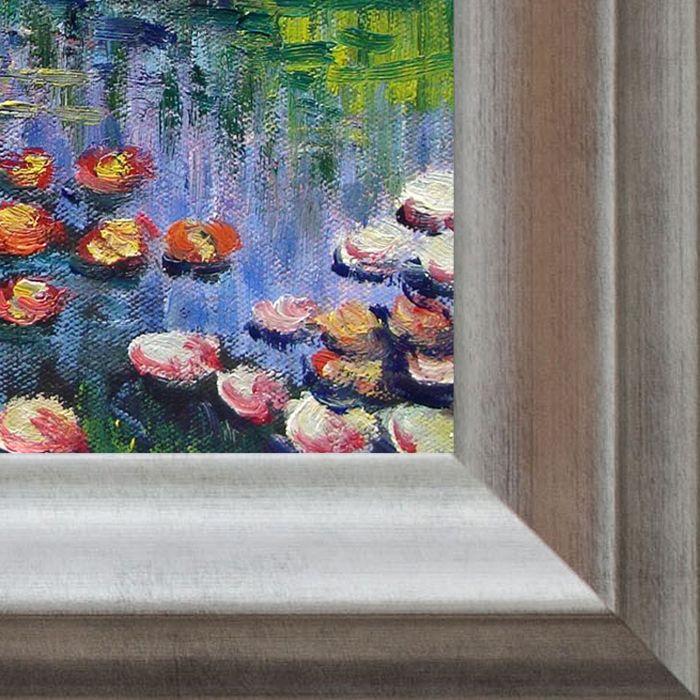 Water Lilies (pink) Pre-Framed - Athenian Silver Frame 8"X10"