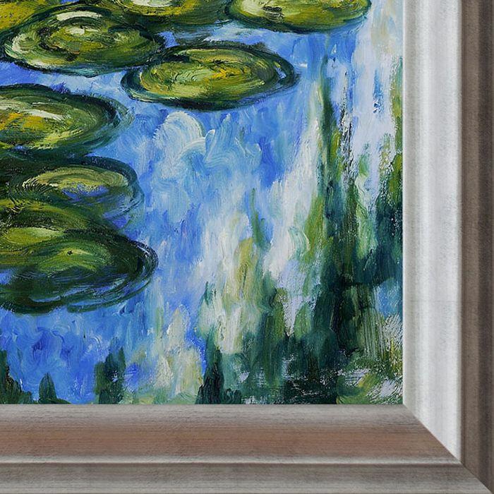 Water Lilies (vertical) Pre-Framed - Athenian Silver Frame 20"X24"