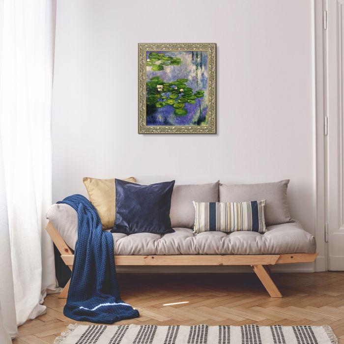 Water Lilies (vertical) Pre-Framed - Rococo Silver 20"X24"