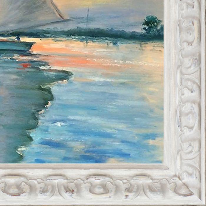 Sailboat at Le Petit-Gennevilliers Pre-Framed - Brimfield Cottage White Frame 20" X 24"