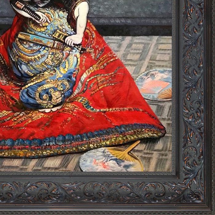 La Japonaise (Camille Monet in Japanese Costume) Pre-Framed - Black Spanish Walnut Frame 24