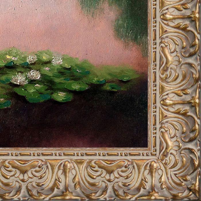 Water Lilies, Green and Violet (Luxury Line) Pre-Framed - Espana Gold Frame 20"X24"