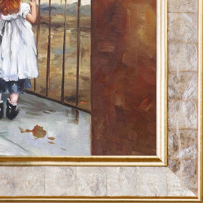 Woman and Child on a Balcony Pre-Framed - Gold Pearl Frame 20" X 24"