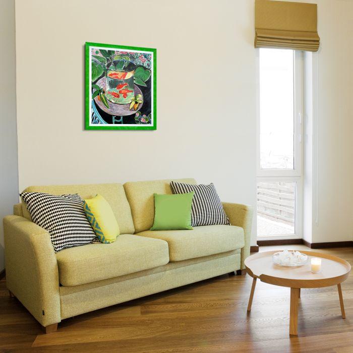The Gold Fish Pre-Framed - Jubilee Green with Studio White Custom Stacked Frame 20" X 24"