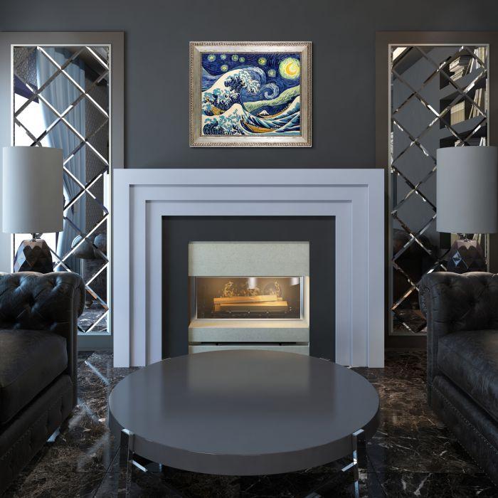 Starry Night Wave Collage (Luxury Line) Pre-Framed - Versailles Silver King Frame 20" X 24"