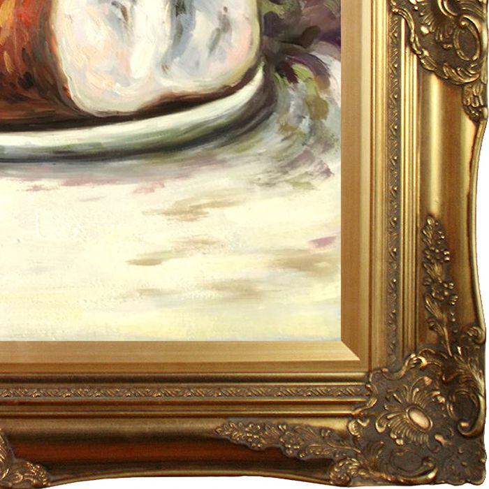 Table Corner, Cup of Coffee, Bread and Flowers (Table Corner) Preframed - Victorian Gold Frame 20"X24"