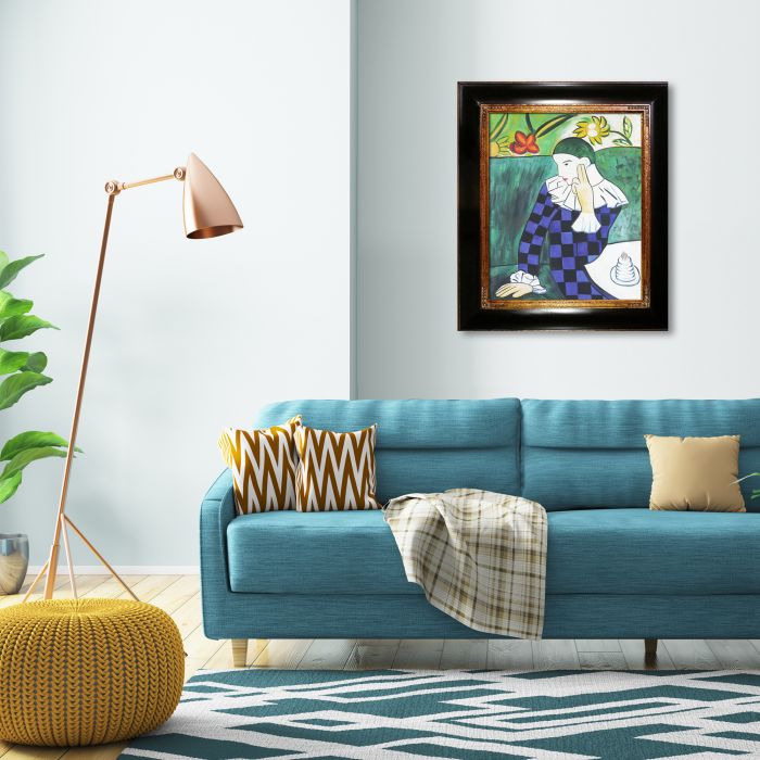 Harlequin Leaning on his Elbow - Opulent Frame 20"X24"