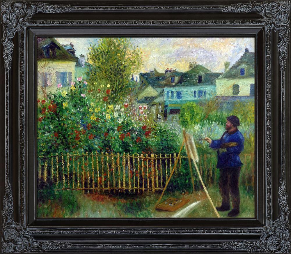Monet Painting in His Garden at Argenteuil, 1873 Pre-Framed - Spaniard Black King Frame 20