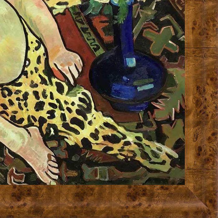 Naked Catherine Lying on a Panther's Skin Pre-framed - Havana Burl Frame 24" X 36"