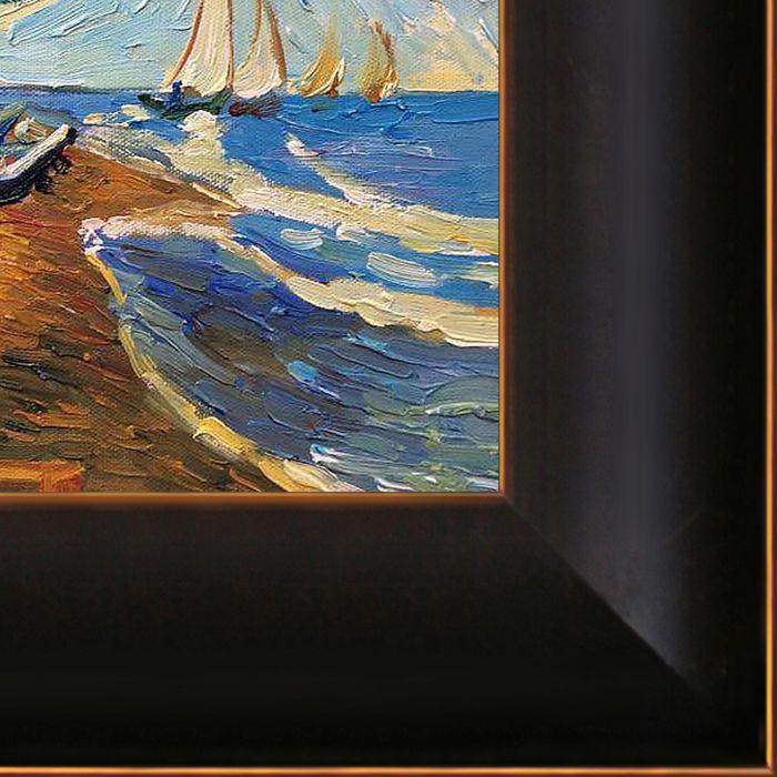 Fishing Boats on the Beach at Saintes-Maries Pre-Framed - Veine D'Or Bronze Scoop Frame 8"X10"