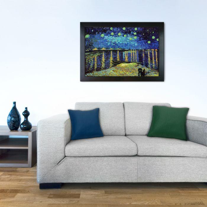 Starry Night Over the Rhone Pre-Framed - New Age Black Frame 24"X36"