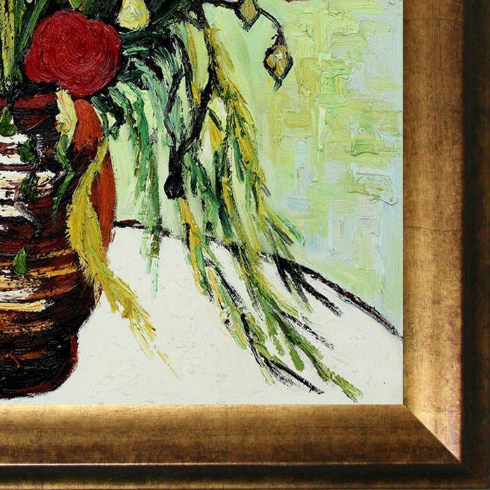 Vase with Daisies and Poppies Oil Painting Pre-Framed