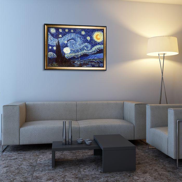 Starry Night Pre-Framed - Gold Luminoso and Black Custom Stacked Frame 24" X 36"