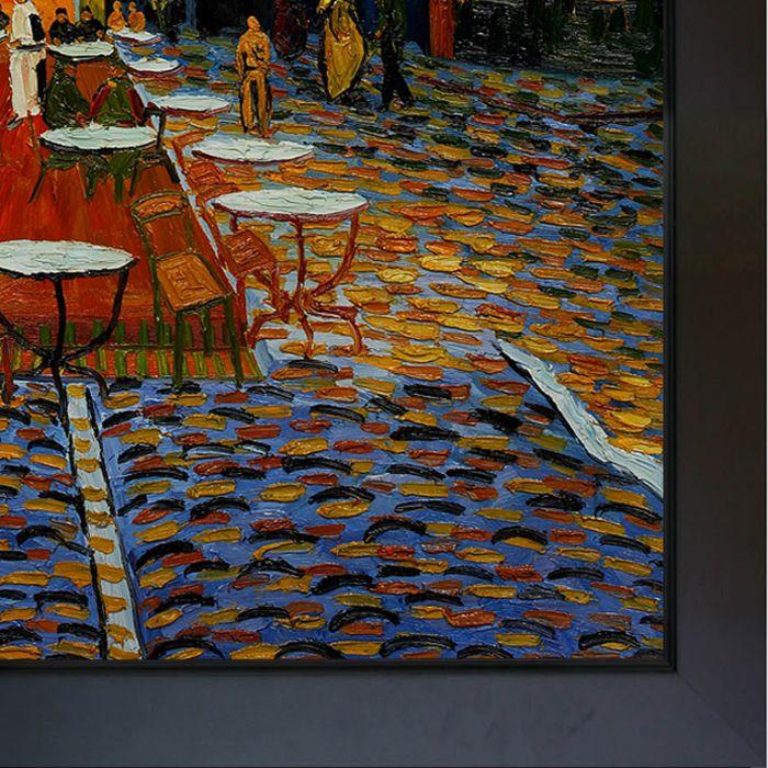 Cafe Terrace at Night Pre-Framed - New Age Black Frame 36"X48"