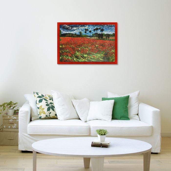 Field of Poppies Pre-Framed - Stiletto Red Frame 24" X 36"