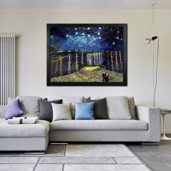Starry Night Over the Rhone Pre-Framed - New Age Black Frame 36"X48"