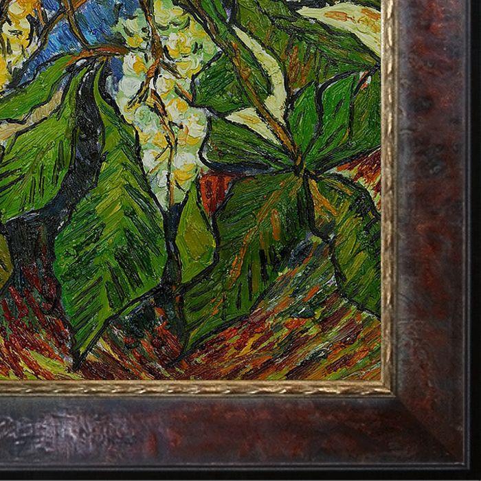 Blossoming Chestnut Branches Oil Painting Pre-Framed - Sambrosa Distressed Cherry Frame 20"X24"