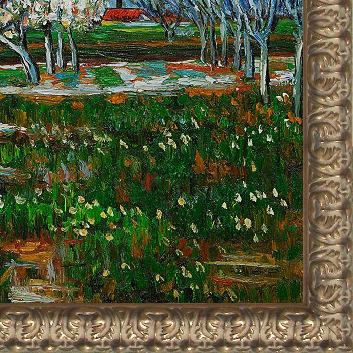 Orchard in Blossom (Plum Trees) Pre-Framed - Golden Oak Leaf Frame 20"X24"