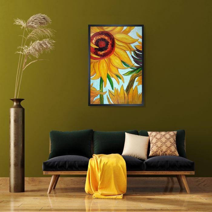 Sunflowers (detail) Pre-Framed - Studio Black Wood Frame 24"X36"
