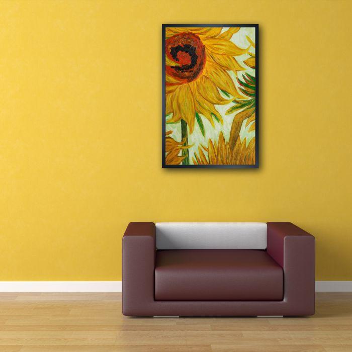 Sunflowers (detail) Pre-Framed - Studio Black Wood Frame 24"X36"