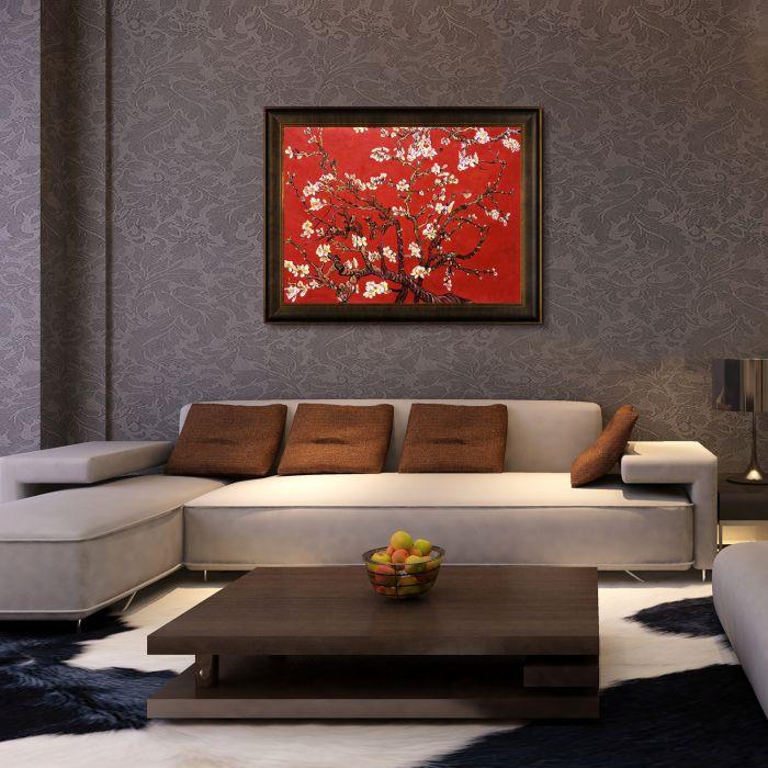 Branches of an Almond Tree in Blossom, Ruby Red Pre-Framed - Veine D'Or Bronze Scoop Frame 30"X40"