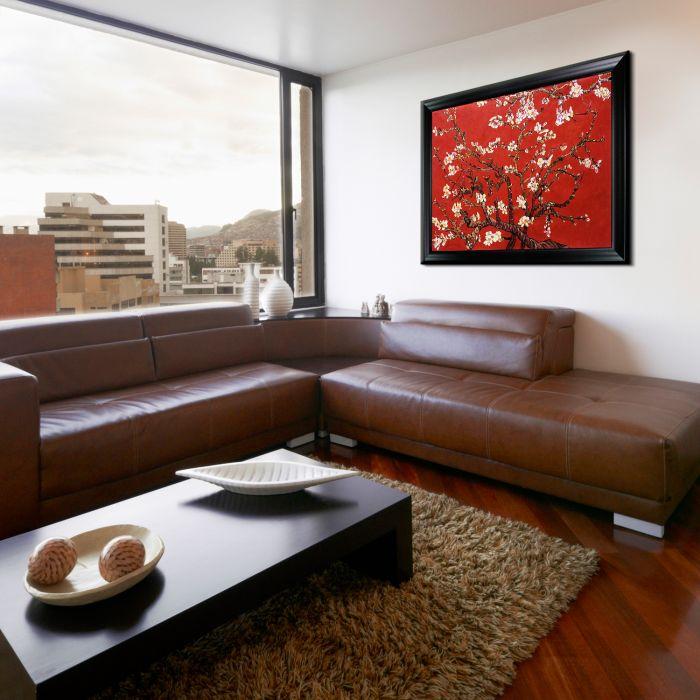 Branches of an Almond Tree in Blossom, Ruby Red Pre-Framed - Black Matte Frame 30"X40"