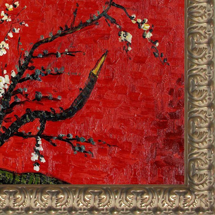 Branches of an Almond Tree in Blossom, Ruby Red Pre-Framed - Golden Oak Leaf Frame 36"X48"