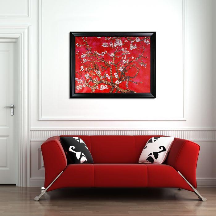 Branches of an Almond Tree in Blossom, Ruby Red Pre-Framed - Black Matte Frame 36"X48"
