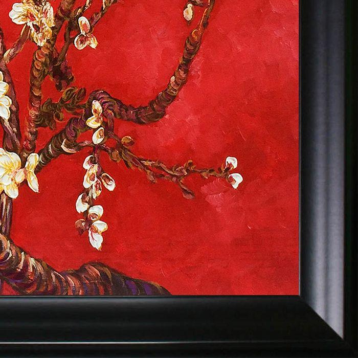 Branches of an Almond Tree in Blossom, Ruby Red Pre-Framed - Black Matte Frame 24"X24"