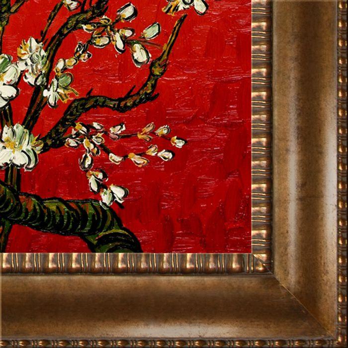 Branches of an Almond Tree in Blossom, Ruby Red Pre-Framed - El Dorado Gold Frame 24"X24"