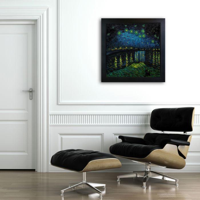 Starry Night Over the Rhone Pre-Framed - New Age Black Frame 24"X24"