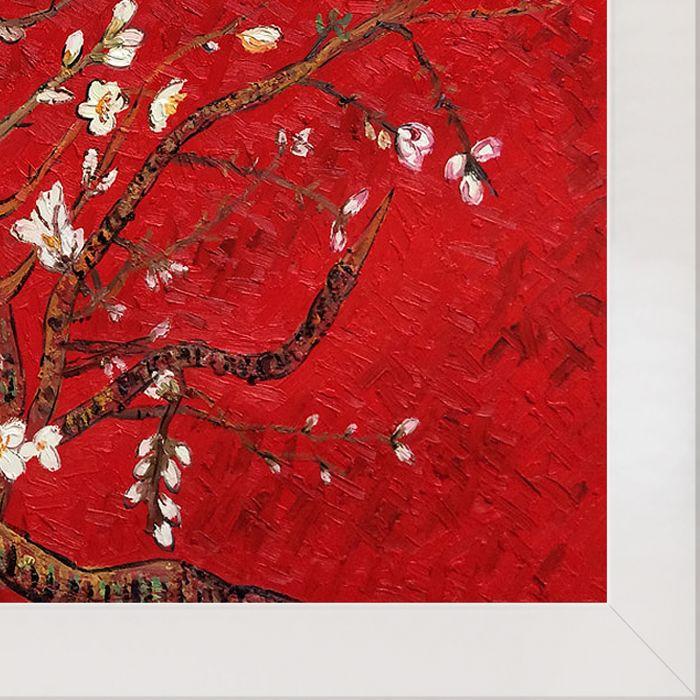 Branches of an Almond Tree in Blossom, Ruby Red Pre-Framed - Simply White Frame 24