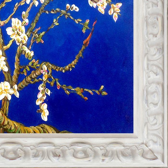 Branches of an Almond Tree in Blossom, Sapphire Blue Pre-Framed - Brimfield Cottage White Frame 20" X 24"
