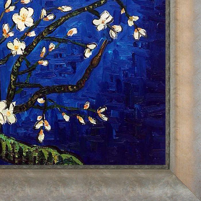 Branches of an Almond Tree in Blossom, Sapphire Blue Pre-Framed - Champage Scoop with Swirl Lip Frame 20"X24"