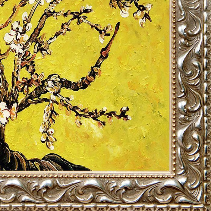 Branches of an Almond Tree in Blossom, Citrine Yellow Pre-Framed - Rococo Silver 20"X24"