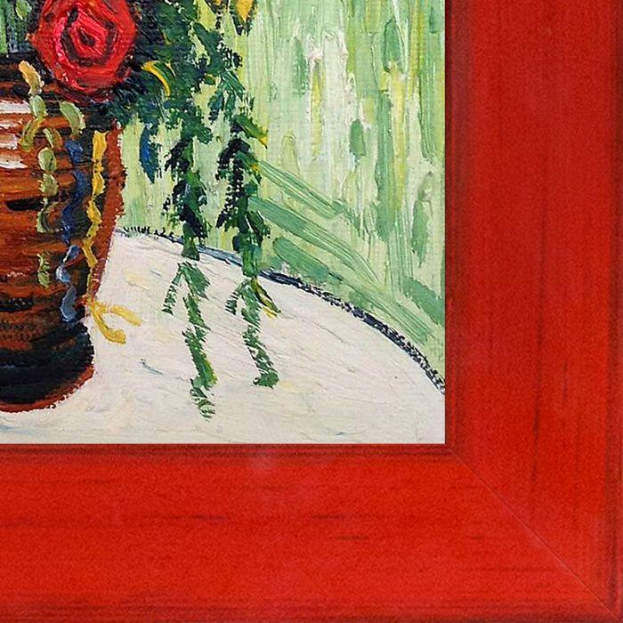 Vase with Daisies and Poppies Pre-Framed - Stiletto Red Frame 8" X 10"