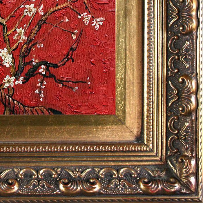 Branches of an Almond Tree in Blossom, Ruby Red Pre-Framed - Baroque Antique Gold Frame 8"X10"