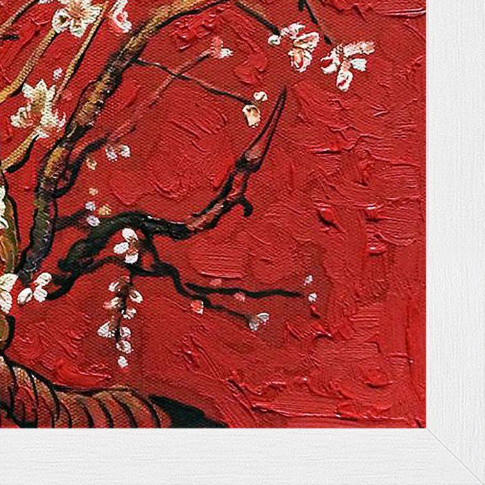 Branches of an Almond Tree in Blossom, Ruby Red Pre-Framed - Studio White Wood Frame 8"X10"
