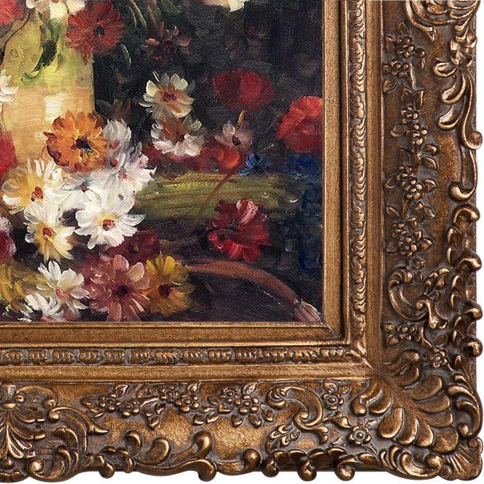 Vase with Poppies Cornflowers Peonies and Chrysanthemums Pre-Framed - Burgeon Gold Frame 20"X24"