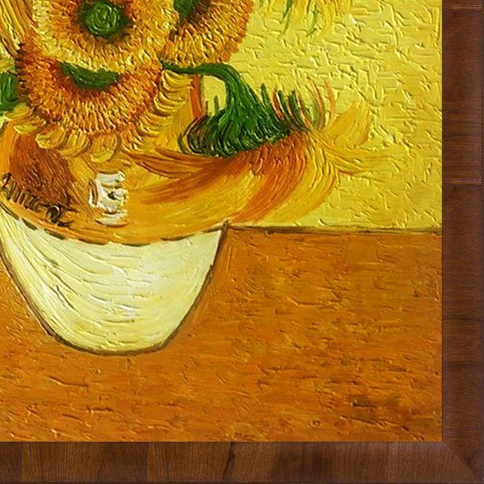 Vase with Fifteen Sunflowers Pre-Framed - Panzano Olivewood Frame 24" X 36"