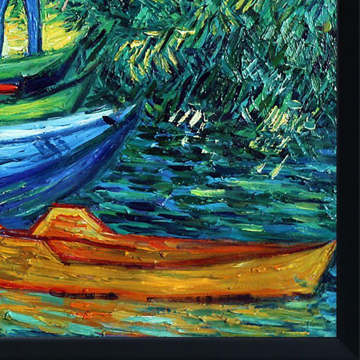 Rowing Boats on the Banks of the Oise Pre-framed - Studio Black Wood Frame 20"X24"