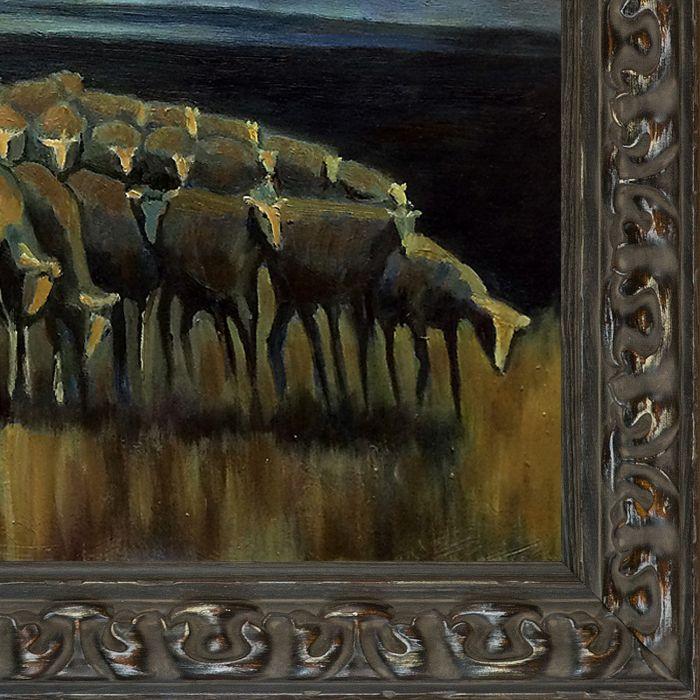 Shepherd with a flock of Sheep Pre-Framed - Brimfield Weathered Black Frame 20" X 24"