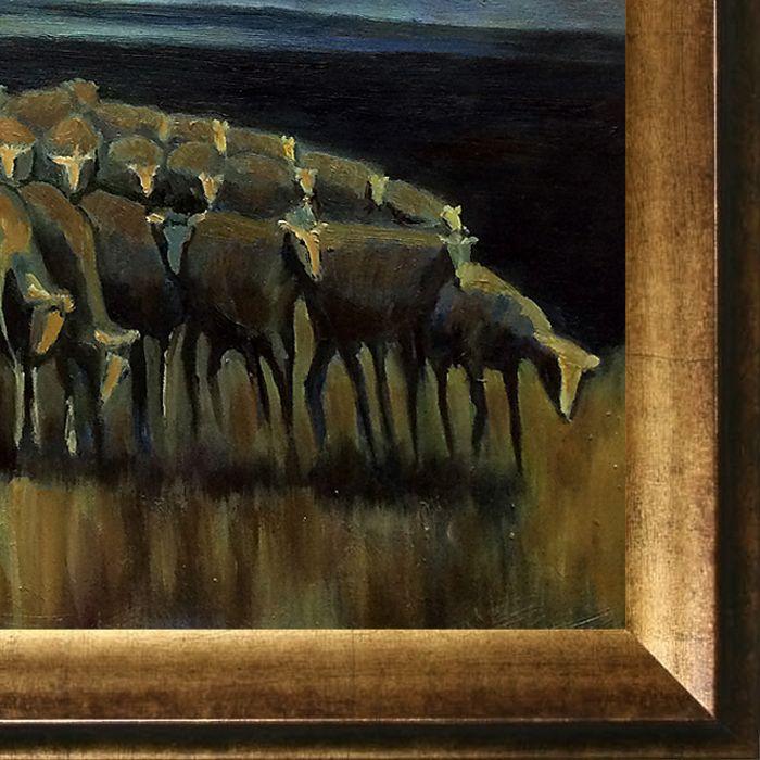 Shepherd with a flock of Sheep Pre-Framed - Athenian Gold Frame 20"X24"