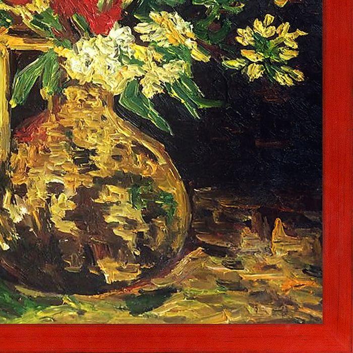 Vase with Gladioli and Carnations Pre-Framed - Stiletto Red Frame 24" X 36"